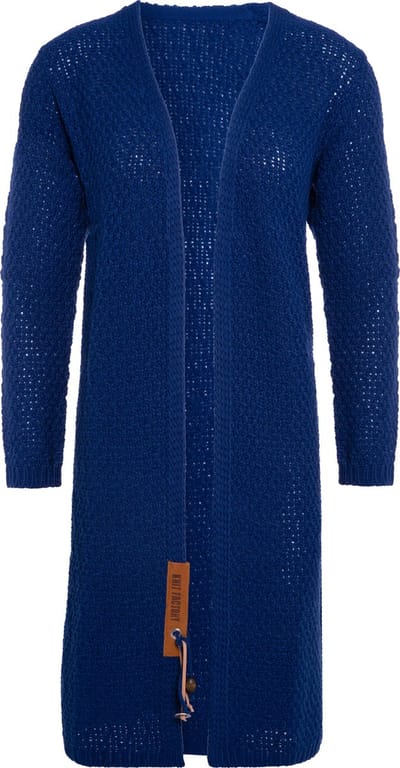 Knit Factory Luna Lang Gebreid Vest Kings Blue - Gebreide dames cardigan - Lang vest tot over de knie - Blauw damesvest gemaakt uit 30% wol en 70% acryl - 36/38