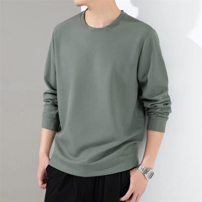 Trui met ronde hals Heren Lente Dunne T-shirt met lange mouwen en ronde hals Nieuwe basis top XXXXL gray
