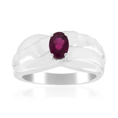 Cavill - 925 Sterling Zilver met Palladium - Roshoit Granaat 0,544 ct ovaal uit Mozambique - Stijlvolle robuuste ring - Handgemaakt, prong zetting