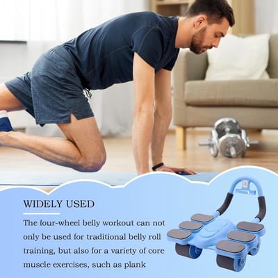 Buikspierroller - Core trainer - Krachtige training - Automatische terugslag - 1570 Gram - Blauw