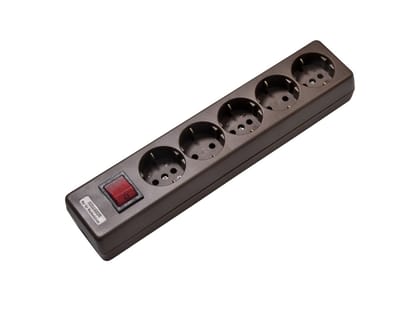 Martin Kaiser 5-voudige contactdoos 90 graden met aardingscontactschakelaar Bruin (Europese Stekkerdoos) - 1050/br [15 stuks]