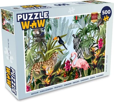 Puzzel Jungle - Natuur - Jongens - Meisjes - Kinderen - Zebra - Flamingo - Legpuzzel - Puzzel 500 stukjes