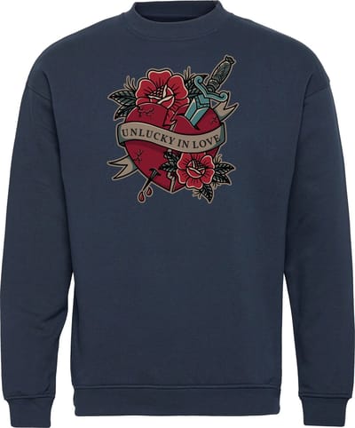 Sweater Unlucky In Love | valentijn cadeautje voor hem haar | valentijn | valentijnsdag cadeau | Navy | maat XS
