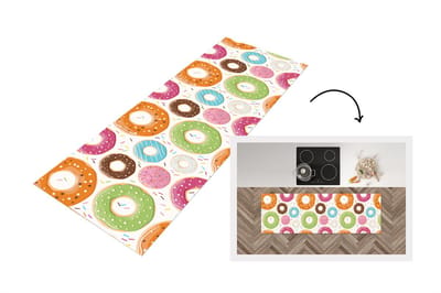 Keukenloper - Loper keuken - Tiener - Donut - Patroon - 150x50 cm - Keukenloper vinyl