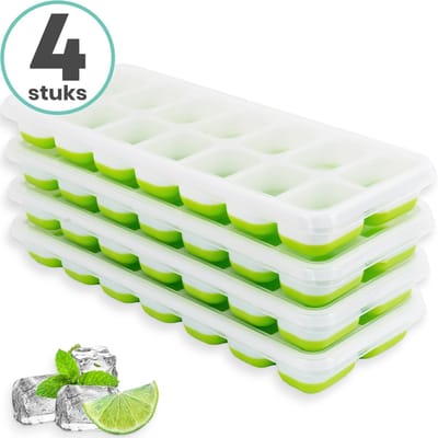 Loti Living IJsblokjesvorm - 4 stuks - Groen - IJsvormpjes - Siliconen IJsblokjesvorm - IJsblokjes - BPA Vrij