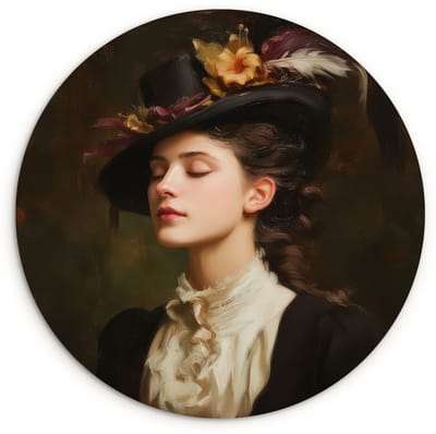 WallCircle® Wandcirkel 120x120 cm - Muurcirkel Vrouw - Victoriaans - Portret - Muurdecoratie woonkamer - Wanddecoratie slaapkamer - Kamer decoratie accessoires - Ronde schilderijen XXL