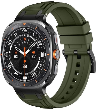 Siliconen bandje - geschikt voor Samsung Galaxy Watch Ultra (47mm) / Ultra 2025 (47mm) - armour bandje met gespsluiting - army
