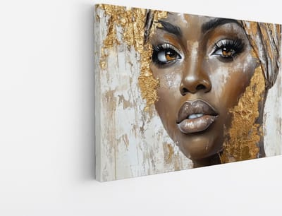 Saammp - Canvas Schilderij - Vrouw - goud - Abstract - 30x20 - Foto op canvas - Wanddecoratie - Muurdecoratie Woonkamer - Slaapkamer decoratie - Canvas Print