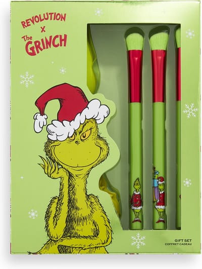 Makeup Revolution x The Grinch The Grinch Who Stole Christmas Giftset - Cadeauset - Kerst - Beauty & Make-up Cadeau - Makeup Kwasten, Makeup Sponge & Makeup Spiegel