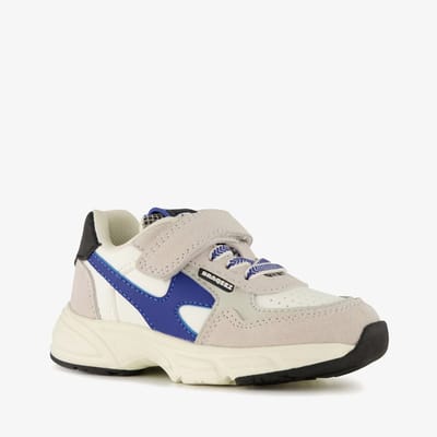 Braqeez leren jongens sneakers grijs blauw - Maat 22 - Uitneembare zool