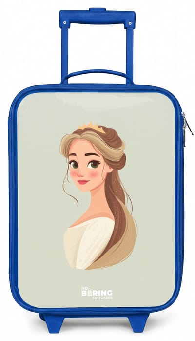 NoBoringSuitcases.com® - Kinderkoffer blauw - Kindertrolley jongen - Prinses met een tiara - Groen - Koffer kind lichtgewicht - Reiskoffer trolley voor kinderen - Koffertje met lichtgevende wieltjes - Rolkoffer