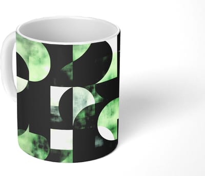 Mok - Koffiemok - Abstract - Groen - Vormen - Mokken - 350 ML - Beker - Koffiemokken - Theemok