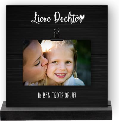 Foto Clip Kaart - Inclusief zwarte Kaarthouder - Dochter (Leuk als: Cadeau-Verjaardag-Zomaar)