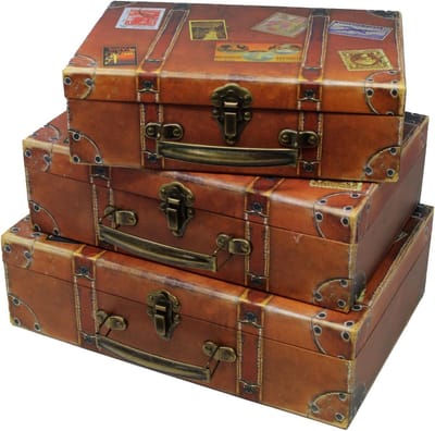 Set van 3 Decoratieve Kartonnen Reisdozen voor Opslag en Cadeaupresentatie