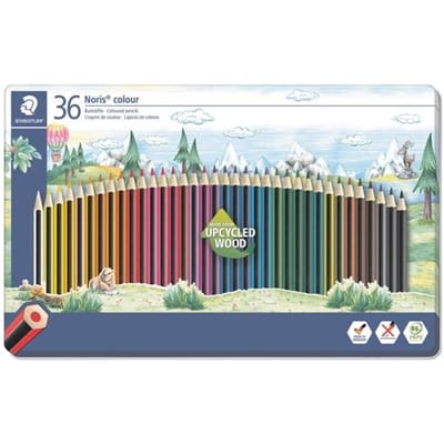 Pak met 36 kleurpotloden »Noris colour« hexagonaal, in metalen etui