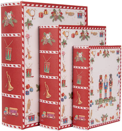 Clayre & Eef Opbergdoos Set van 3 Boeken 27x22x7 / 22x17x6 / 17x12x4 cm Wit Kunststof