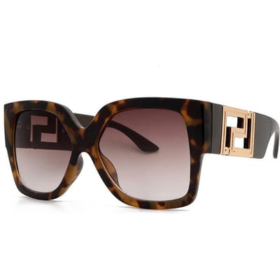 Lunettes de soleil carrées à grande monture pour femmes, lunettes de soleil de styliste léopard