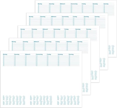 Bureauonderlegger met Kalender en Weekdagvelden - 480 x 330 mm, 5 Bladen van 30 Vel
