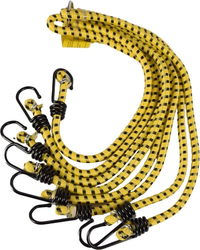 Spinbinder 80 cm Ø 10 mm - Geel met Zwarte Strepen - 8 Elastische Armen & Haken - Bagagespin / Bagagebinder - Ideaal voor Fiets, Auto & Motor