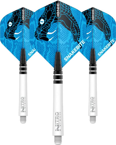 RED DRAGON - Peter Wright Snakebite Hardcore Nitrotech Blauw Vlucht en schachtcombinatie - 3 sets per pakket (9 dartvluchten in totaal)
