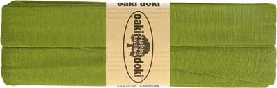 Oaki Doki Jersey Tricot Biaisband 20mm – 3 Meter – Kleur 430 Mosgroen – Elastisch Afwerkband voor Naaiprojecten