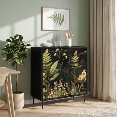 vidaXL - Dressoir - RHENEN - Zwart - eiken - 69 - x - 33 - x - 76 - cm - Bewerkt - hout