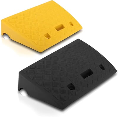 Drempeloprit Set - Kunststof Opritten - Toegankelijkheid Verbeteren - Hoge Laadcapaciteit - 2-delig 27cm Breed - Geel