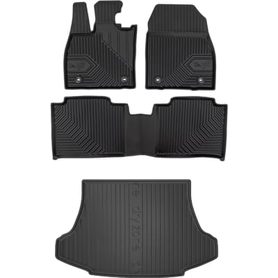 Frogum Voordeelset - Automatenset No.77 + Dry Zone Kofferbakmat - Geschikt voor Lexus RZ (vanaf 2022) - Perfecte Pasvorm - TPE Rubber - Geurloos - Zwart