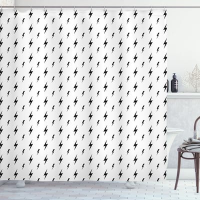 New Bed, Modern Bliksemschicht Zig Zag, Douchegordijn Badkamer Decor Set met Haakjes, 180 cm B 200 cm L