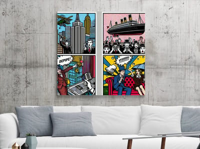 Pop art relief schilderij | Kleurrijk reliëf van pop art brengt kunst tot leven | Kunst - 100x100 centimeter op Forex | Foto op Forex