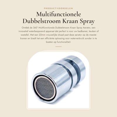 Dailygoods - Multifunctionele Dubbelstroom Kraan Spray Aerator - Waterbesparend - 22mm - Bespaar water met deze kraan - Ideaal voor keuken en badkamer...