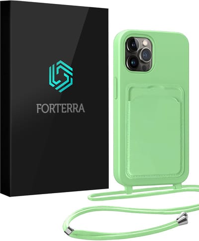 Hoesje Geschikt voor iPhone 13 Pro Pashouder Case Siliconen Hoes Met Koord - Hoes Geschikt voor iPhone 13 Pro Met Telefoonkoord Hoesje Back Cover Met Pasjeshouder - Groen