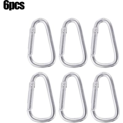 6 stuks aluminiumlegering karabijnhaak kampeerveiligheidsgesp klimknop giek vishaak snap clip rugzak sleutelhanger buitengereedschap 6pcs Silver B