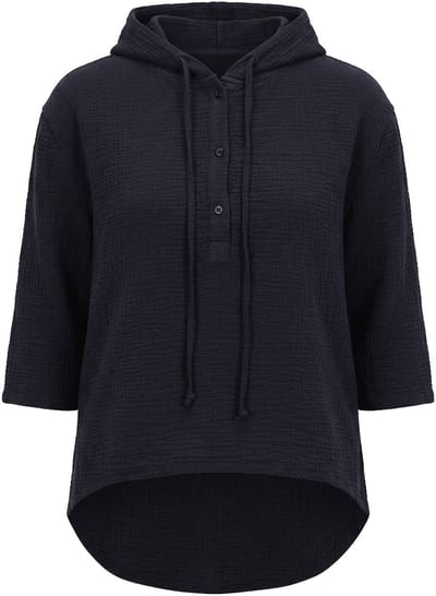 Angel of Style - Dames - Blouse A-lijn mousseline capuchon - Zwart - Maat 50