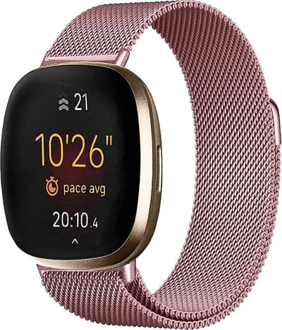 Bandje geschikt voor Fitbit Versa 3 - Roségoud Milanese Band