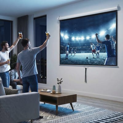 HOMCOM projector canvas 203x152 cm 100 inch 4:3/16:9 projectiescherm handmatig oprolbaar canvas voor thuisbioscoop, kantoorpresentaties