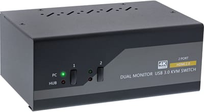 InLine® 2-Poorts KVM Desktop Switch, Dual monitor, HDMI, 4K, USB 3.0, audio