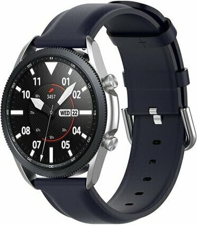 By Qubix - Geschikt voor Garmin bandje - Geschikt voor Garmin Vivoactive 4 / 4L - Classic leren bandje - Donkerblauw - Smartwatch bandje 22mm