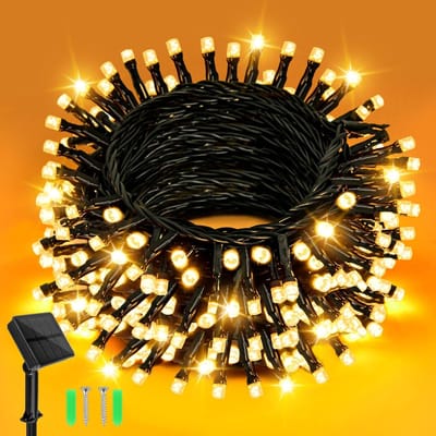 Lichtsnoer op Zonne-energie voor Buiten - 5 m, 50 LEDs, Warmwit, 8 Modi, Waterdicht, Perfect voor Tuin, Terras en Feesten