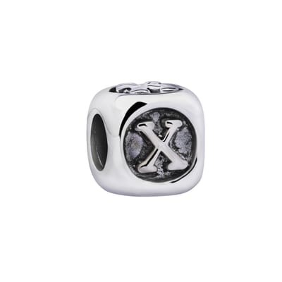 Quiges - 925 - Zilveren - Bedels -Sterling zilver - Beads - Alfabet Letter X Kraal Charm - Geschikt – voor - alle bekende merken - Armband Z447