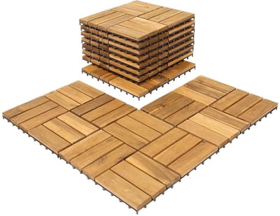 Balkontegels Hout - Terrastegels Klik - Tuin Terras - FSC Acaciahout - 30x30 cm - Natuurlijk