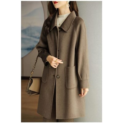 Nieuwe Herfst en Winter Wol Koreaanse Stijl Verdikte Wollen Jas Stijlvol Klein Middellang Damesjack XXXXL gray