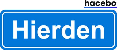 Hacebo - Plaatsnaam Sticker - 29x10 CM - Hierden sticker - Verkeersborden sticker - grappige cadeaus - Hierden