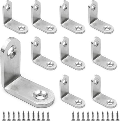 Hoekbeugels 30 x 30 mm - Set van 10 Roestvrijstalen L-vormige Beugels met Schroeven voor Meubels