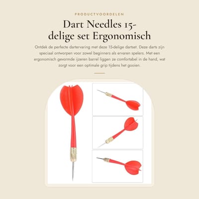 Dailygoods- Dartpijlen Set 15 Stuks - Ergonomische Grip - Hoge Kwaliteit - Antislip - Acute Punt - Vijf Kleuren - Dartset