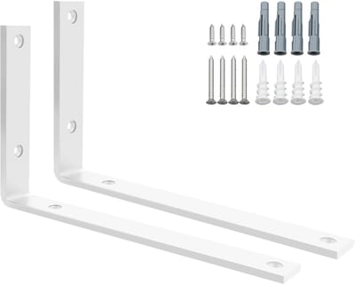 Zwevende plankendrager, 90 Graden plankbeugel, metalen L-plankhoek voor wandmontage,hoekbeugel, Boekenplankbeugel, 250 mm x 150 mm, Wit, 2 stuks