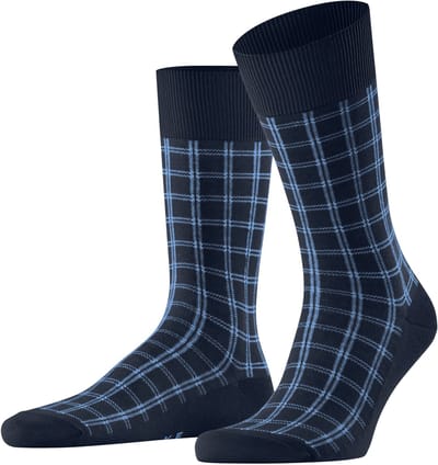 FALKE Modern Tailor modieus geruit duurzaam katoen sokken heren blauw - maat 43-46