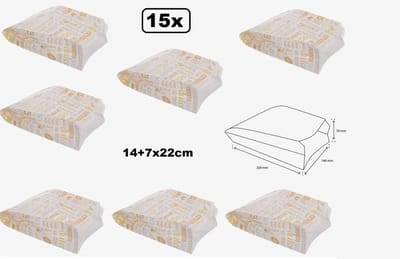 15x Broodzak Take away enjoy too 14+7x22cm vetvrij papier - Brood baguette hotdog take away food snacks
