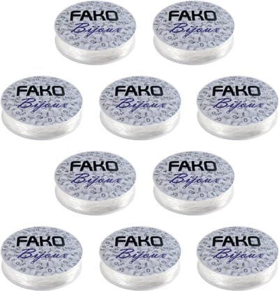 Fako Bijoux® - 10 Rollen Elastisch Nylon Draad - Sieraden Maken - 0.4mm - 10x24 Meter - Transparant - 10 Stuks