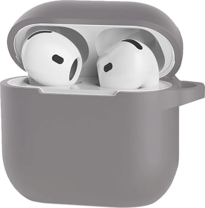 Scoby - Hoesje Geschikt voor AirPods 4 - Siliconen Case - Beschermhoes - AirPods Case Cover - Compact - Grijs